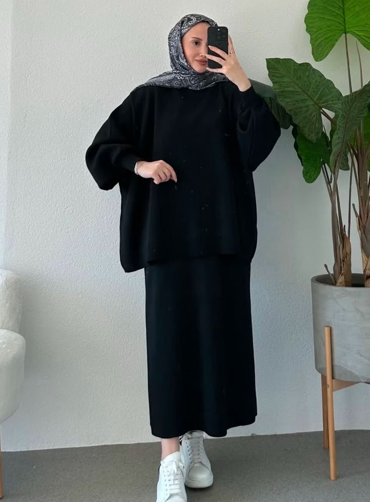 طقم تنورة صوف