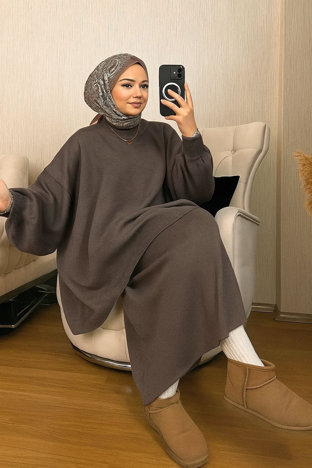 طقم تنورة صوف 3