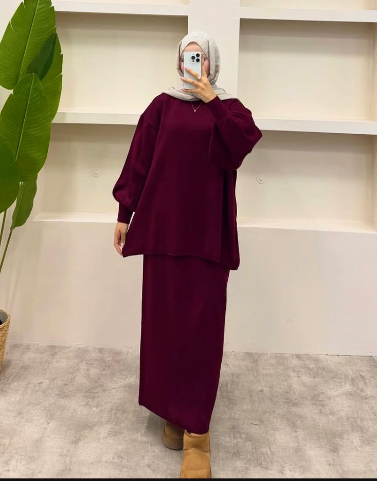 طقم تنورة صوف 5